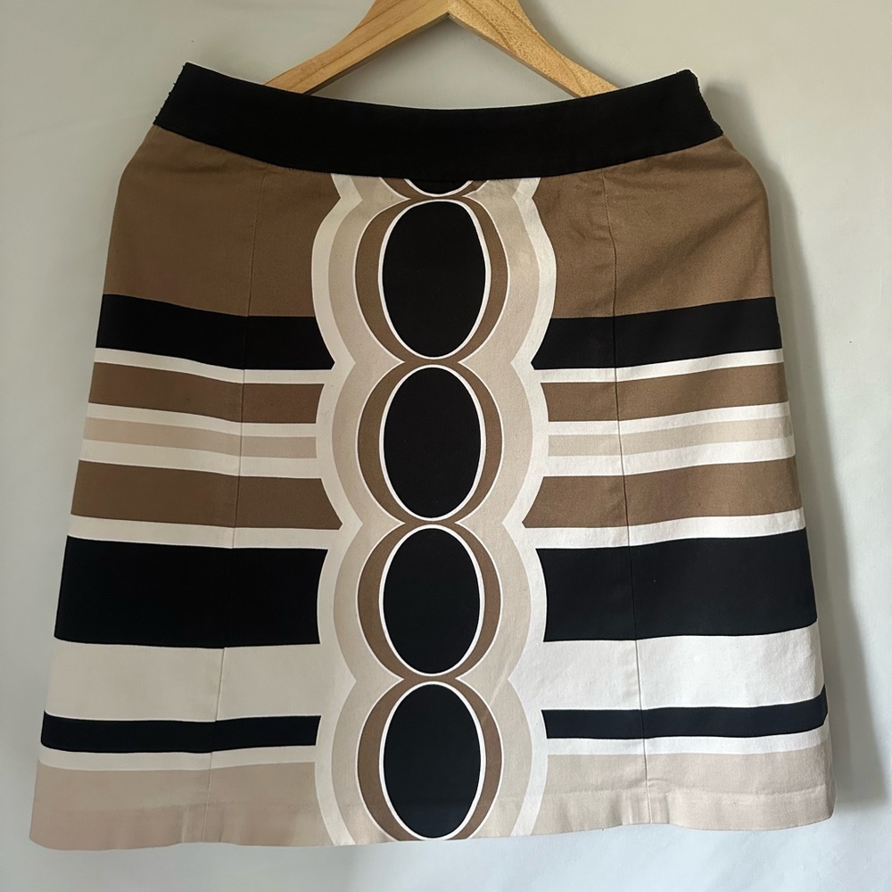 Merona Black and Tan Retro Geometric A-Line Skirt Size 6